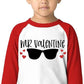 Toddler Boys Valentine'S Day Shirt Mr Valentines Sunglasses Graphic Cotton Outfit Casual 3/4 Raglan Sleeve Tee Tops (1-2T, Red)