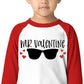 Toddler Boys Valentine'S Day Shirt Mr Valentines Sunglasses Graphic Cotton Outfit Casual 3/4 Raglan Sleeve Tee Tops (2-3T, Red)