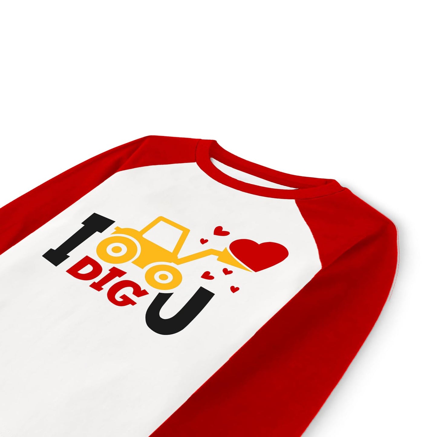 Valentine Shirts Toddler Boys Girls Raglan Long Sleeve Tees Little Kids Excavator I Dig You Tops 7 Years
