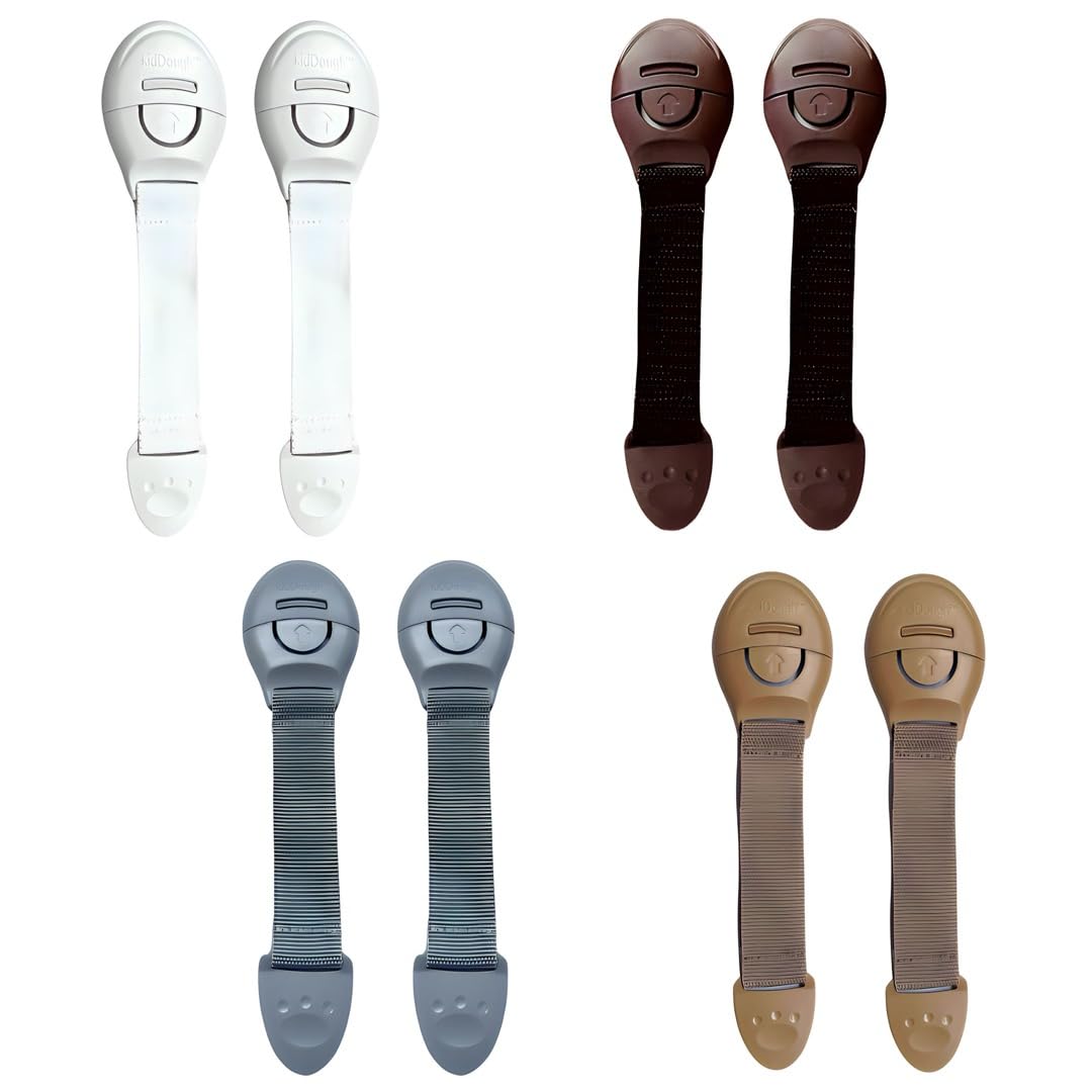 Kiddough Furniture Safety Locks For Kids  Pack Of 2 White + 2 Brown + 2 Beige + 2 Grey Child Locks, For Drawers, Cabinets, Frid