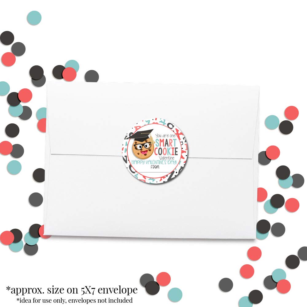 You Are One Smart Cookie Sweet Treat Themed Valentine Party Favor Sticker Labels For Kids, 40 2' Party Circle Stickers By Amand