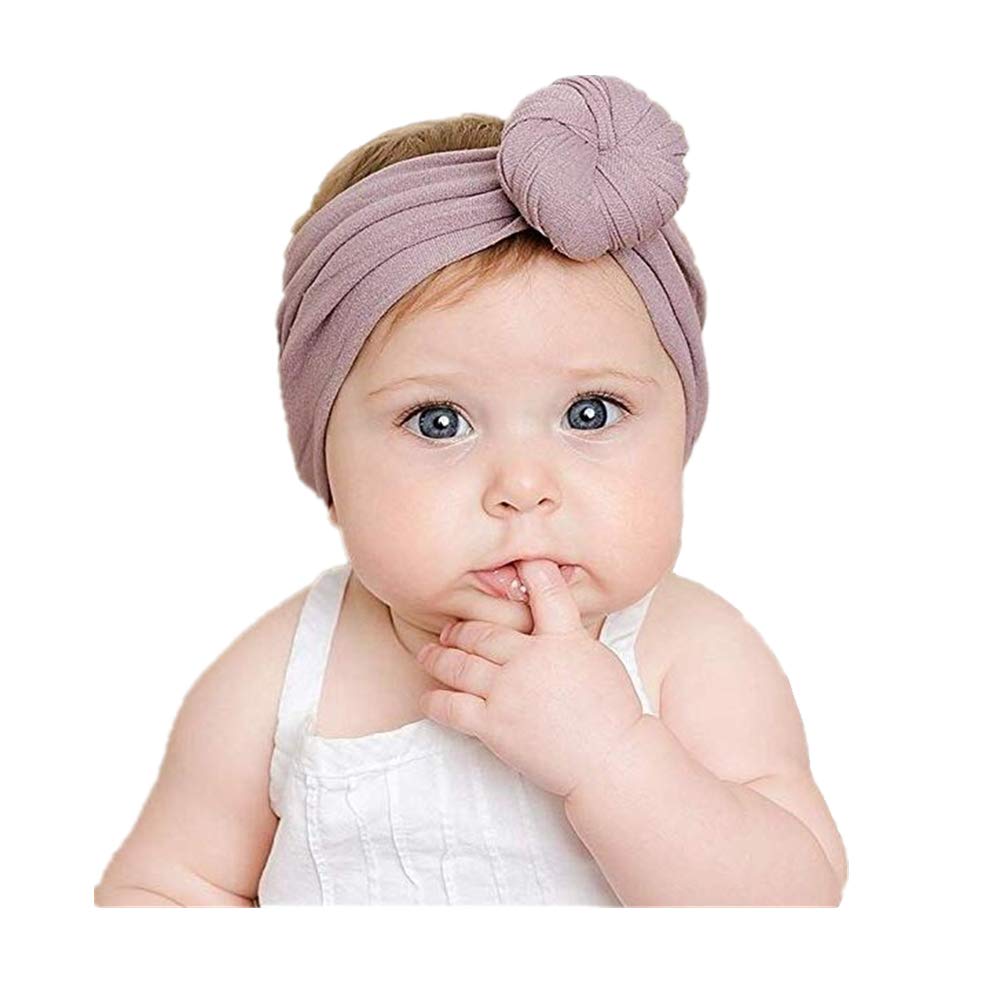 Nishine 6 Pack Cute Toddler Baby Girls Elastic Soft Nylon Headwraps Infant Knot Bow Headband Turban (Set 1)