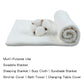 Pesaat Baby Swaddle Hat Set Bear Ears Boys Girls Beanie Newborn Baby Receiving Blanket Autumn Winter (White(Hat+Swaddle), 0-6 Mo