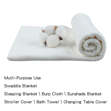 Pesaat Baby Swaddle Hat Set Bear Ears Boys Girls Beanie Newborn Baby Receiving Blanket Autumn Winter (White(Hat+Swaddle), 0-6 Mo