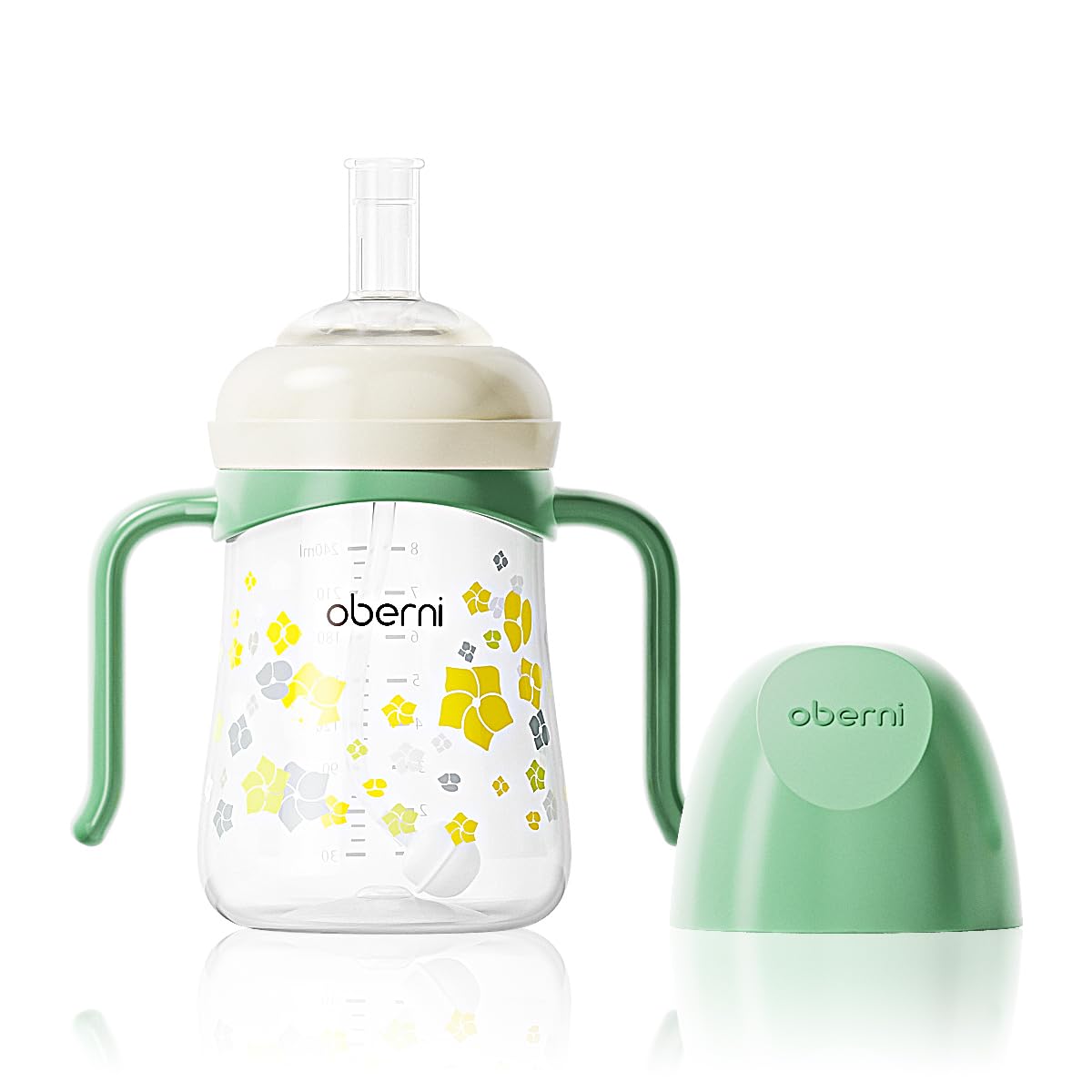 Oberni Sippy Cup, Weighted Straw Baby Trainer Cup, Toddler Drinks Water Bottle With Leakproof Spout For 6+, No Spill Learner Cup