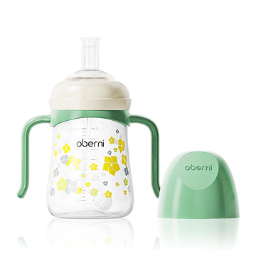 Oberni Sippy Cup, Weighted Straw Baby Trainer Cup, Toddler Drinks Water Bottle With Leakproof Spout For 6+, No Spill Learner Cup