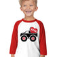 Valentine'S Day Shirt For Boys Girls Monster Truck Heart Tops Toddler Kids Raglan Sleeve T-Shirt 6 Years