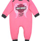 Harley-Davidson Baby Girls' Glittery Interlock Footed Coveralls, Pink (9/12M)