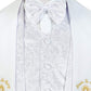 Baby Boys White Baptism Christening Paisley Lapel Tuxedo With Gold Maria Estola Scarf Size L (12-18 Months)
