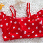 Baby Girl Cute Swimsuits Red 2 Pieces White Dot Skirt Swimwear Sets (Large, Red)