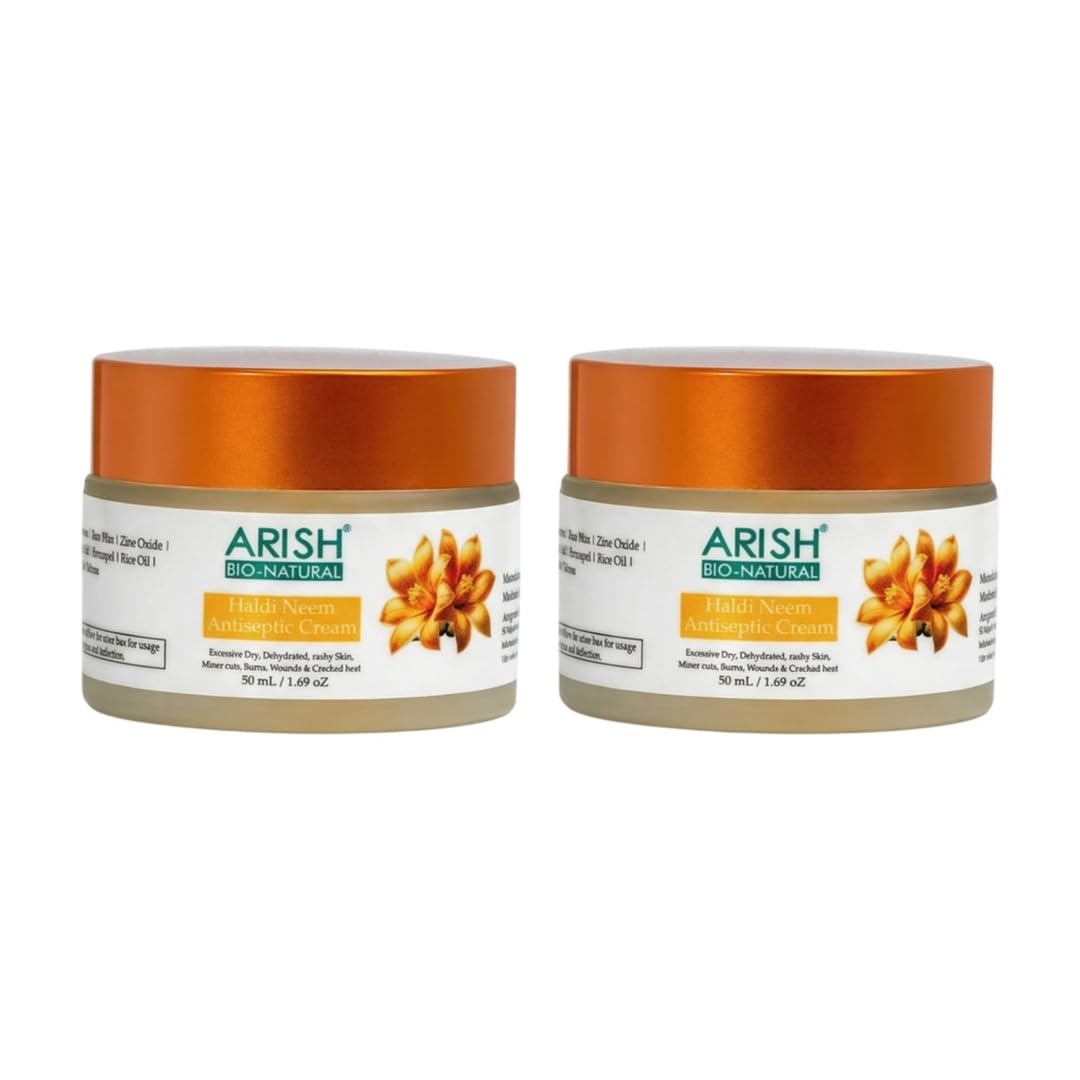 Arish BioNatural Haldi Neem Antiseptic Cream | Herbal Skin Protection & Soothing Care For Face, Hand & Body | 24 Hours Moisturi