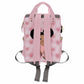 Artsadd Custom Diaper Bag With Thermal Pockets, Pink Bowknot Travel Shoulder Bag Baby Backpack Customized Laptop Backpack With N