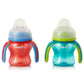 Evenflo Feeding Soft-Flo Trainer Sippy Cup With Handle For Growing Baby And Toddler - Red/Teal, 5 Ounce (Pack Of 2)