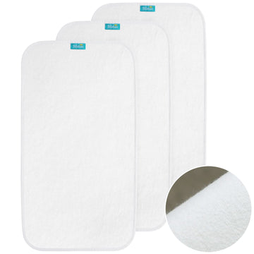Changing Pad Liners Waterproof (3 Count), Flannel Portable Absorbent Diaper Pads for Changing Table, White