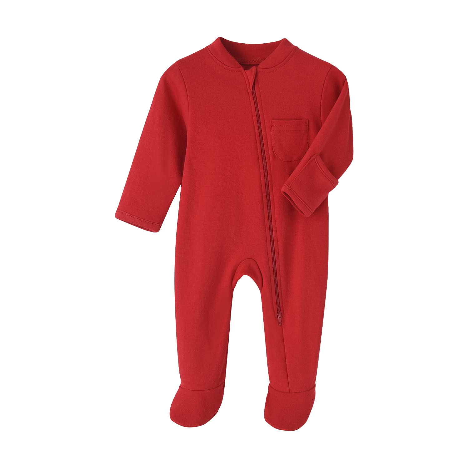 Baby Boys Sleep And Play Red 3 Months Baby Cotton Sleeper Zip Front Footed Pajam WBBAPB08GP9PLPR