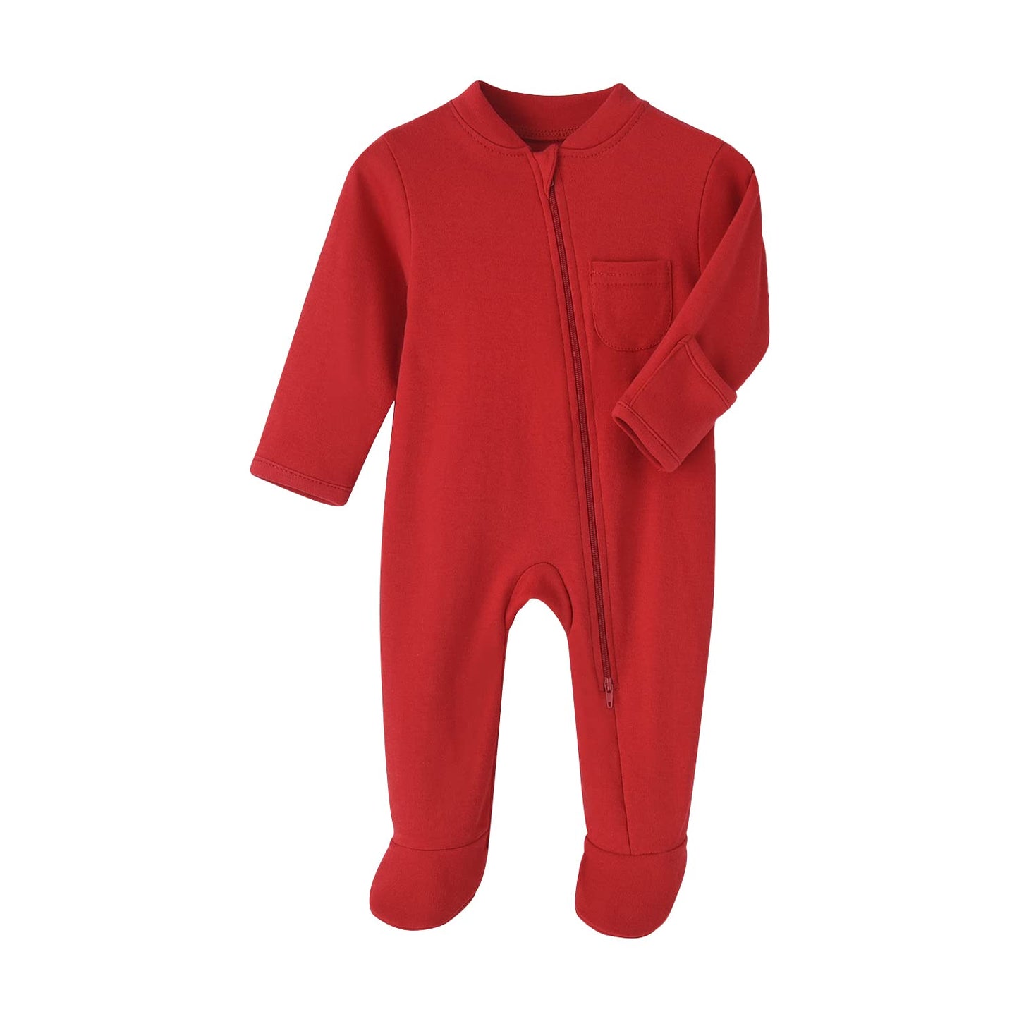 Baby Boys Sleep And Play Red 3 Months Baby Cotton Sleeper Zip Front Footed Pajamas Red 0-3 Months