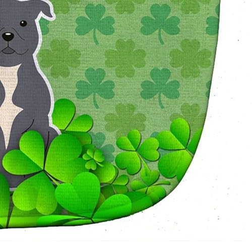 Carolines Treasures Shamrocks Baby Bib, Staffordshire Bull Terrier Blue, Large