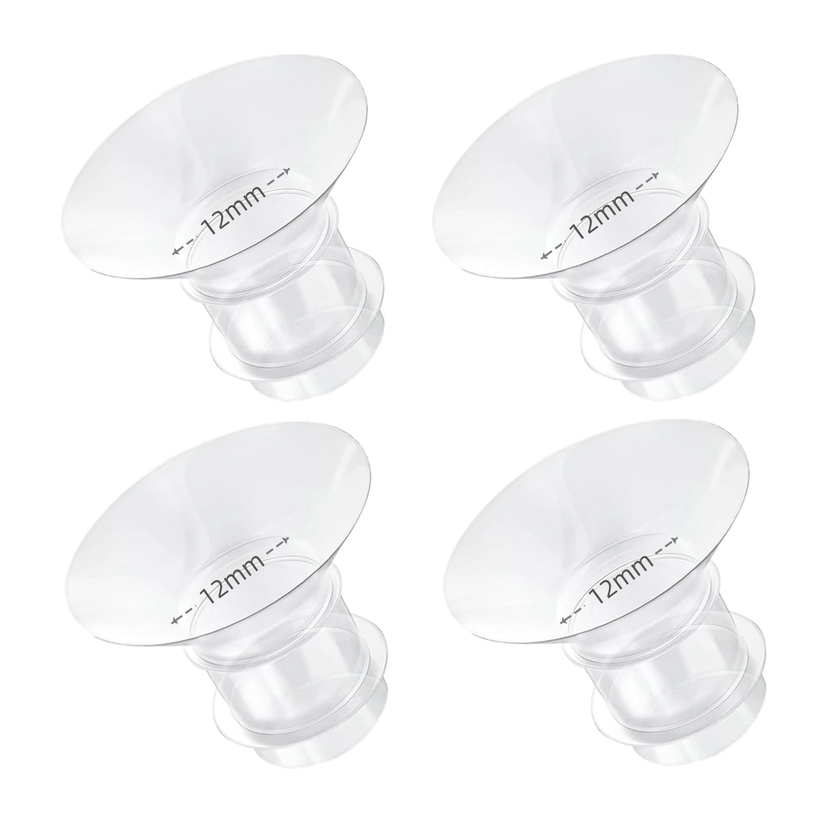4PCS Flange Insert 12mm Compatible with Momcozy M5/M6/M9/S12 Pro/S9 Pro/V1 Pro/V2 Pro, Spectra/Medela/Elvie/NCVI/TSRETE/eufy/Lan