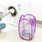 Portable Small Mesh Laundry Hamper Foldable Nursery Storage Basket For Baby Clothes Kids Toy Pop Up Camper Hampers Purple