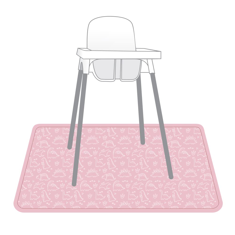 Bapronbaby Dino Friends Blush Splash Mat - Waterproof Catch-All For Under High Chairs, Floors, Tables, Playtime Or Arts & Crafts