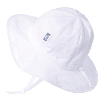 Jan & Jul Baby Sun-Hat For Toddler Girls 50+ Upf Protection (M: 6-24 Months, White Eyelet)