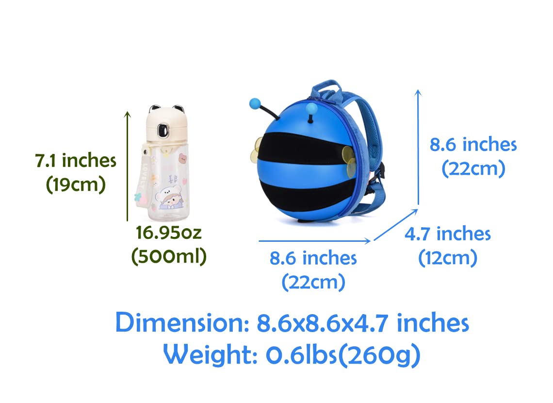 Baby Backpack With Leash For Toddler,Small Bee Backpack For Kids,Anti Lost Bag (Blue)