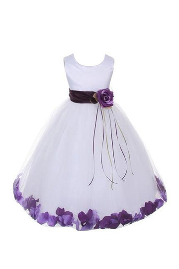Dempsey Marie Communion Flower Girl Pageant Petal Dress: White/Eggplant - Infant M [Apparel]