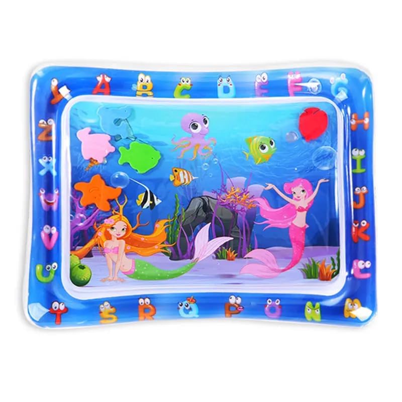 Nityasiddh Baby Kids Water Play Mat Toys ABCD and Mermaid Theme Inflatable Tummy Time LeakProof Water Play Mat, Fun Activity Pl