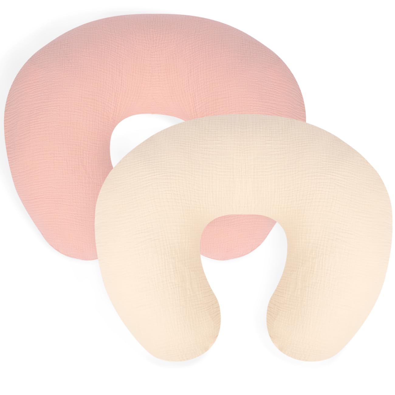 Nursing Pillow Cover - 2-Pack Muslin Cotton Removable Covers For Breastfeeding Pillows, Ultra-Soft Baby Feeding Pillowcase For N
