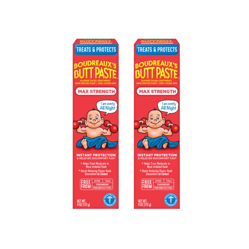 Boudreaux'S Butt Paste Diaper Rash Ointment - Maximum Strength - Contains 40% Zinc Oxide - Paraben And Preservative-Free - 4Oz (