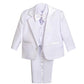 Lito Angels Boys' Formal Tuxedo Suits Wedding Christening Outfits No Tail 5 Piece Set Size 3-4T White