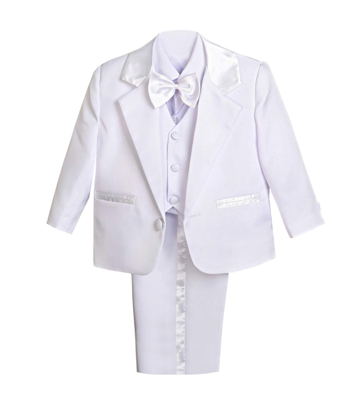Lito Angels Boys' Formal Tuxedo Suits Wedding Christening Outfits No Tail 5 Piece Set Size 3-4T White
