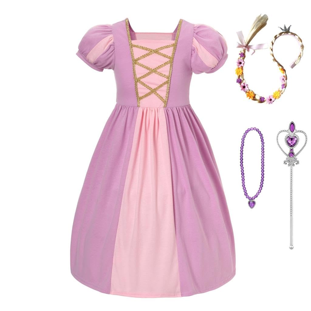 Dressy Daisy Little Girls Princess Dress Up Clothes With Braid & Accessories For Halloween Birthday Party Everyday Outfit Size 8