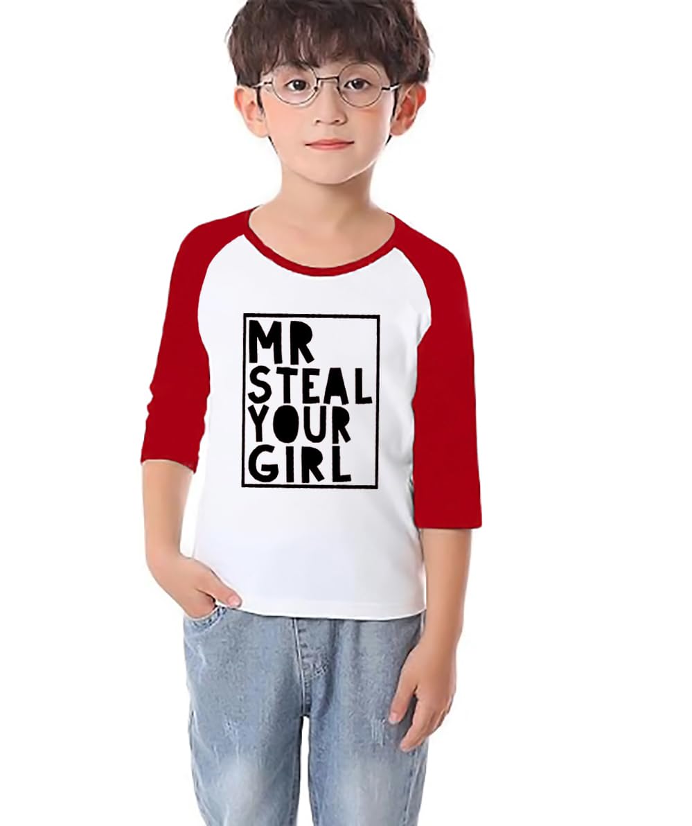 Toddler Boys Valentine'S Day Shirt Mr Valentines Sunglasses Graphic Cotton Outfit Casual 3/4 Raglan Sleeve Tee Tops (4-5T, Red3)