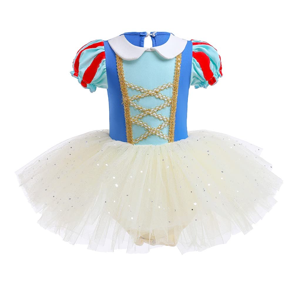 DYMCII Toddler Girls Snow White Princess Ballet Dress Leotards Skirted Tutu Sequins Halloween Christmas Party Fancy Costume 5-6T