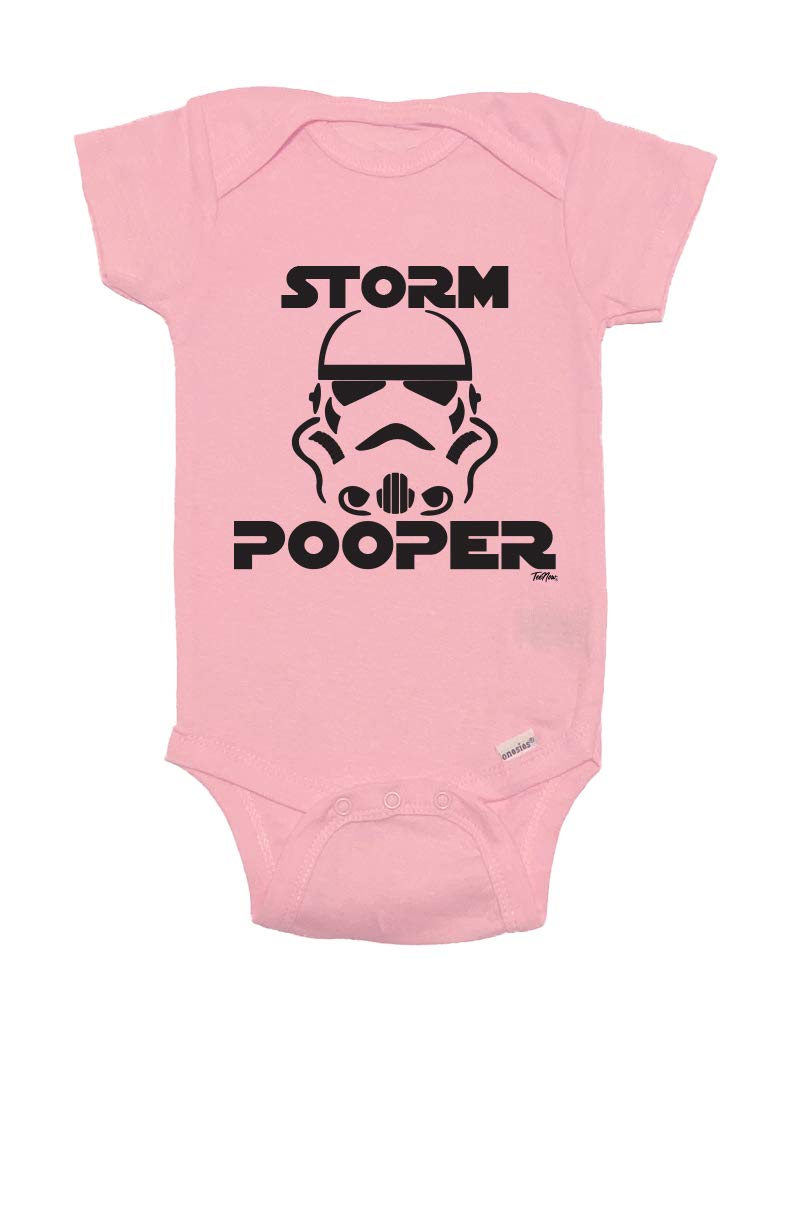 Teenow - Light/Dark Side - Adorable Future Sw Inspired - Funny Infant Bodysuit - Boy/Girl (0-3 Months, Pink Storm Pooper)