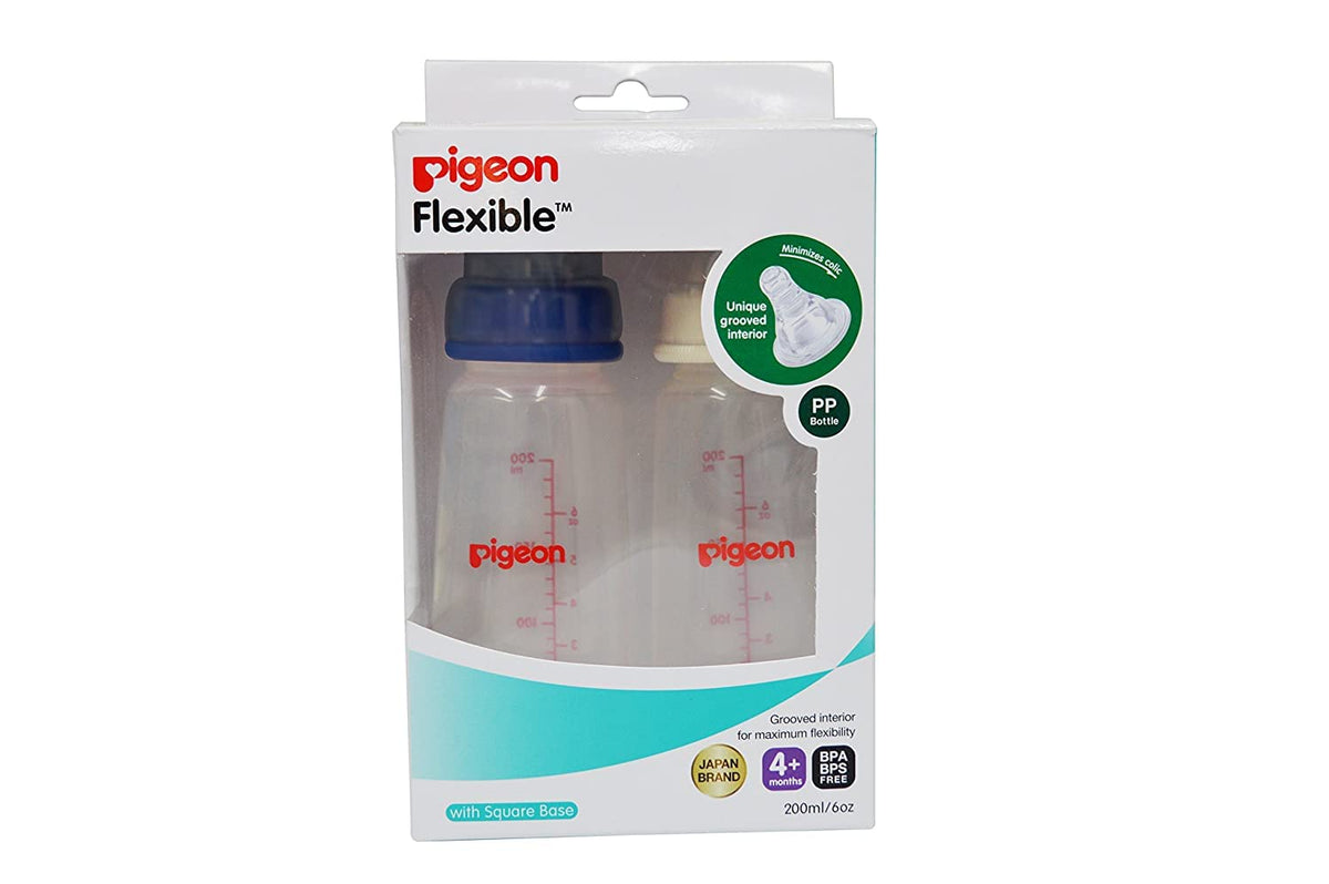 Pigeon Peristaltic Nursing Bottle Twin Pack (Blue/White)  200 Ml
