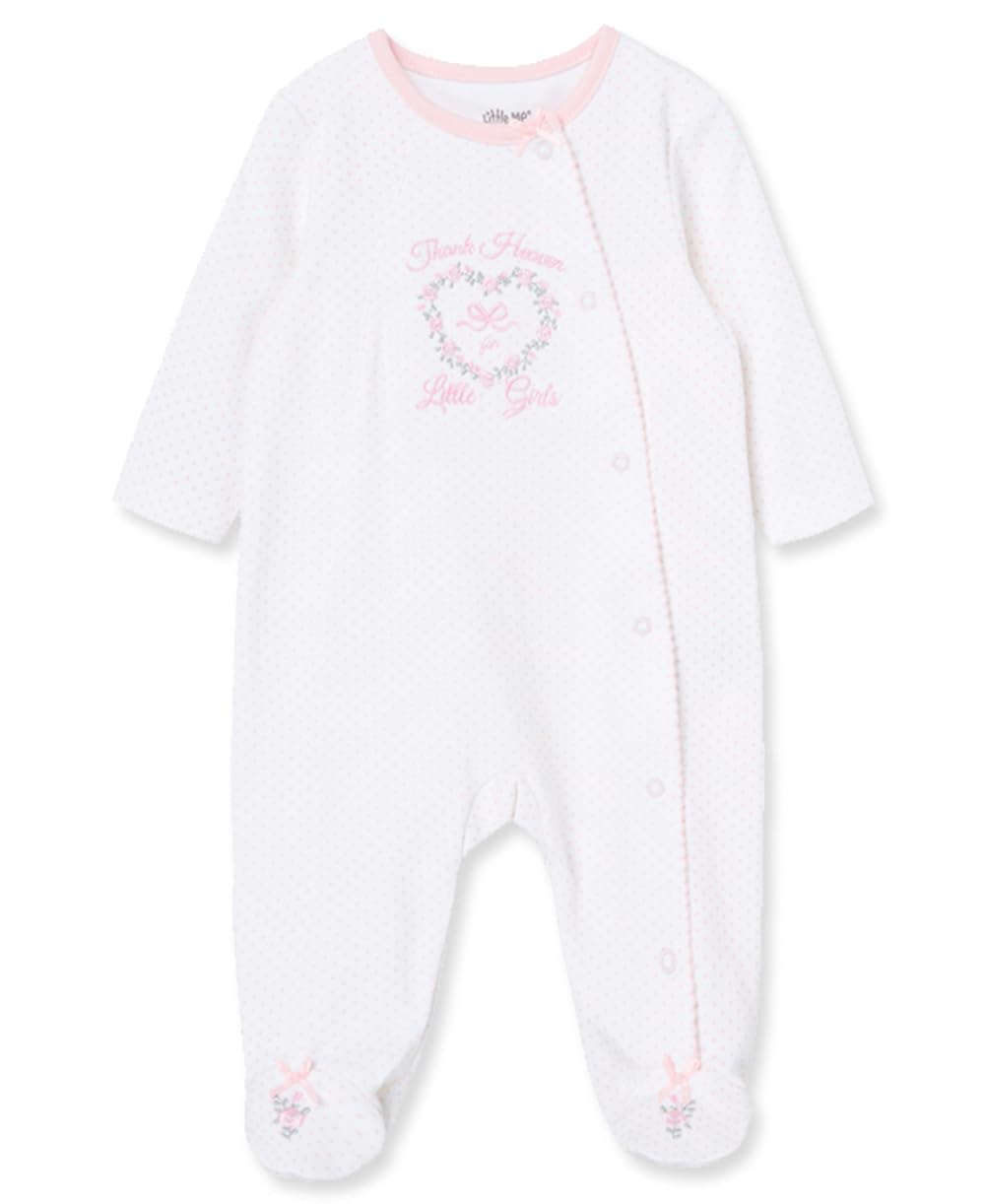 Little Me Baby Girls Side Snap Infant And Toddler Bodysuit Footies, Pink Print, Preemie Us