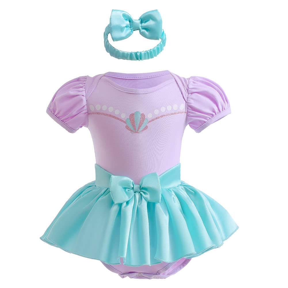 NEWEPIE Princess Costume for Baby Girls Halloween Outifts Birthday Romper Tutu Dress w/Headband