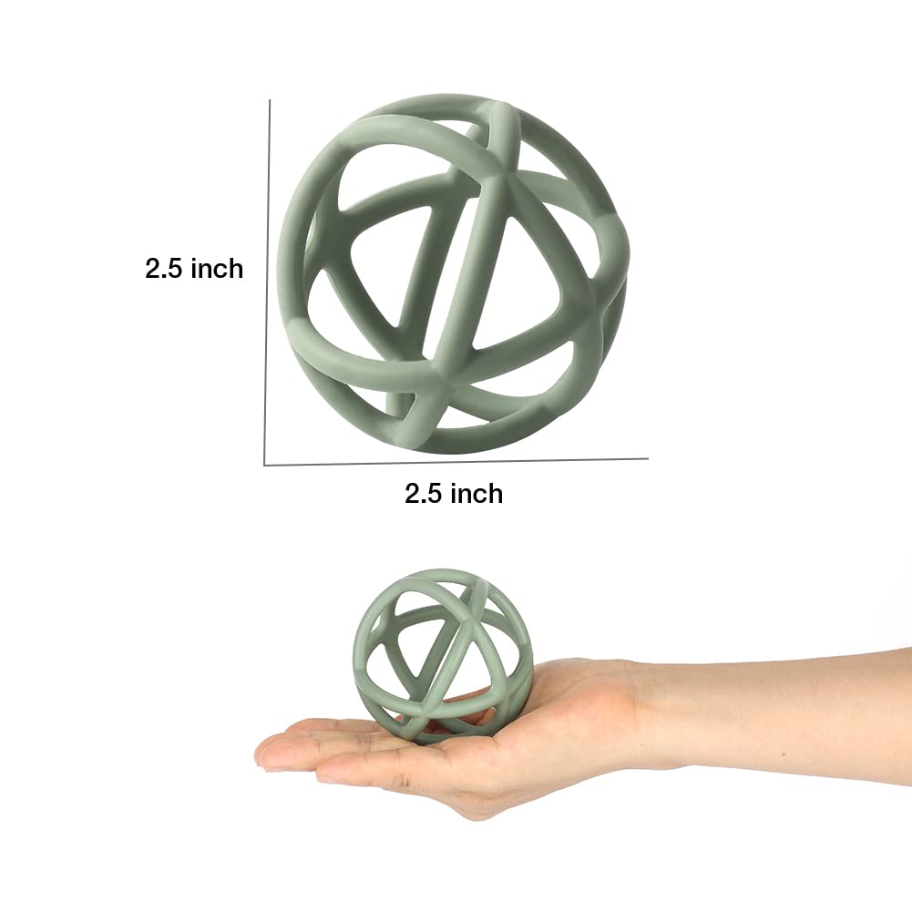 TOPGOMES Baby Teether Ball Toy, BPA Free Silicone Soft Ball Easy to Hold Teether for Babies Ages 6 Months+ (Ether)