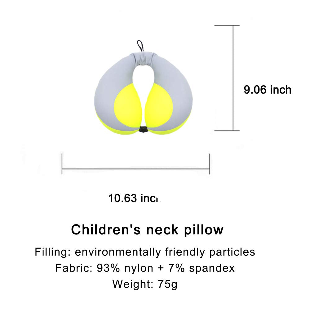 Moob Kids Travel Pillow For Car Seat Kids U-Shape Travel Neck Pillow Support Children Stroller Pillow Grey Yellow