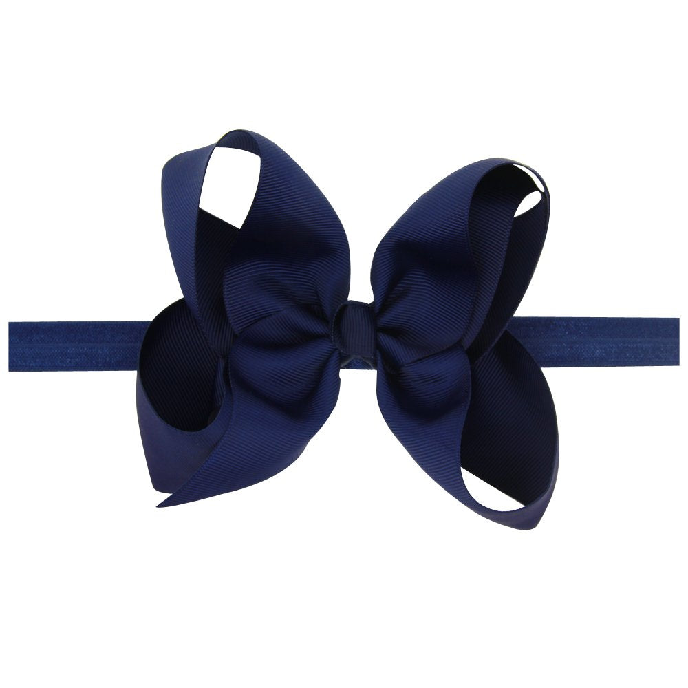 Ld Dress Baby Girls Infant Headbands With Kids Hair Bows(16) (Color Navy)