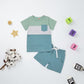 12-18 Month Boy Clothes Toddler Boys Summer Outfits Short Sleeve Patchwork T-Shirt & Solid Shorts Clothing Set 2 Piece, Light Bl
