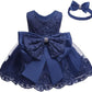 Tuiji Formal Prom Pageant Wedding Girls Dresses A-Line Knee Length Tutu Ruffle Dress Princess Party Infant Baby Dress 6M Navy Bl