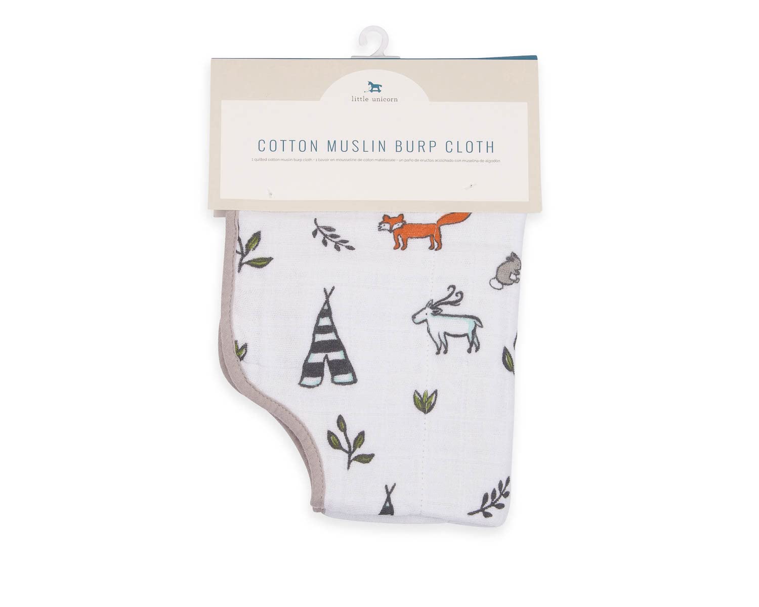 Little Unicorn Cotton Muslin Burp Cloths | 100% Cotton | Multi-Layer | Ultra Absorbent & Soft | Reversible | Large 21 X14 (Fores