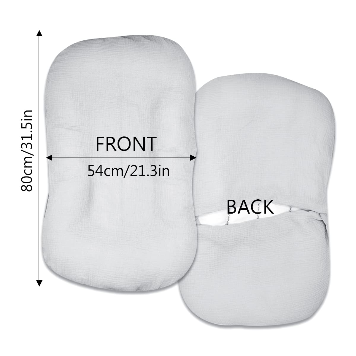 Hooyax Muslin Baby Lounger Cover Soft Organic Cotton Slipcover Fits Newborn Lounger For Baby Boys And Girls, Washable (Light Gra