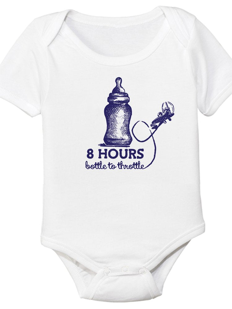 8 Hours Bottle To Throttle, Aviation Themed Baby Onesie (6 Month)