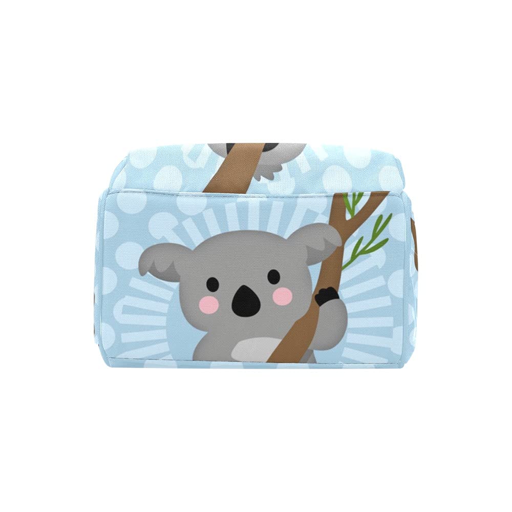 Yeshop Koala Bear Blue Polka Dot Personalized Diaper Bag Backpack Tote With Name,Custom Travel Nappy Mommy Bag Backpack For Baby