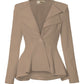 Women Double Notch Lapel Office Blazer Jk43864 1073T Beigekhak S