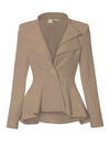 Women Double Notch Lapel Office Blazer Jk43864 1073T Beigekhak S